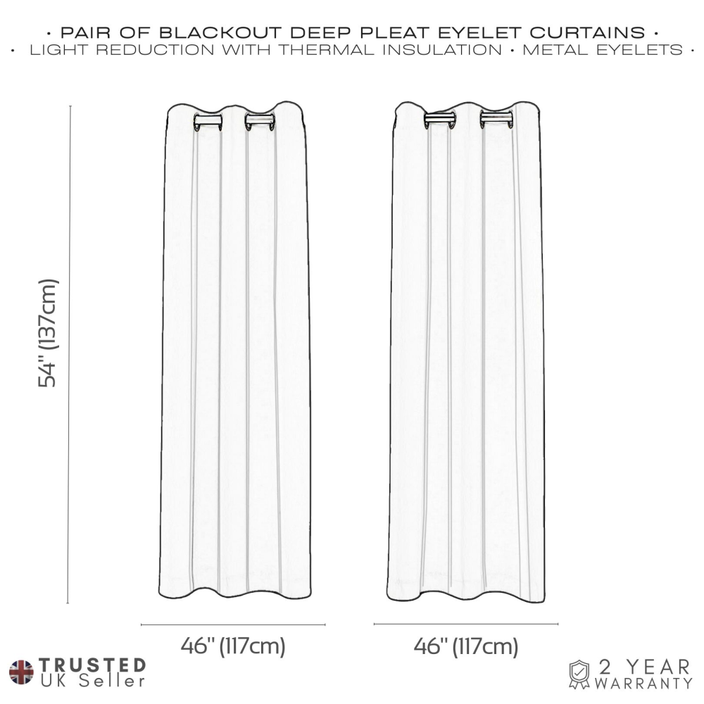 Orange Lined Blackout Eyelet Curtains - 46 x 54 Inch Drop - 2 Panel - Picture 7 of 8