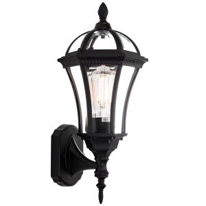 Traditional Matt Black Exterior Lantern Wall Light Fitting
