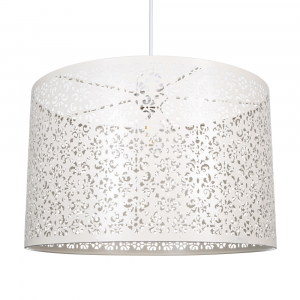 Moroccan Designed Large Cream Metal Pendant Light Shade with Floral Decoration