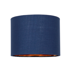 Modern Navy Blue Cotton Fabric Small 8" Lamp Shade with Shiny Copper Inner