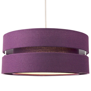 Contemporary 14" Purple Linen Fabric Triple Tier Ceiling Pendant Lamp Shade