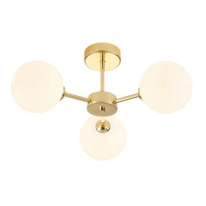 Contemporary Chic Polished Gold Ceiling Light with Opal White Globe Glass Shades