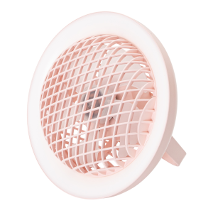 Soft Pink Rechargeable 3 Speed Desk Fan with LED Dimmable Ring Light