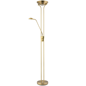 LED Mother and Child Floor Lamp in Antique Brass with Rotary Dimmer Switches