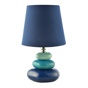 Ceramic Pebble Table Lamp with Midnight Blue Teal and Duck Egg Colours