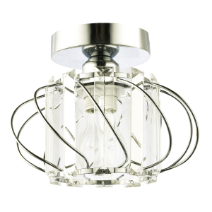 Modern Polished Chrome Ceiling Light Fitting with Clear Crystal Glass