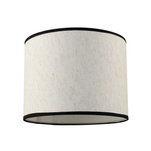 Classic Oatmeal Linen Fabric Drum Lamp Shade with Black Cotton Trims