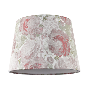 Pink Rose Floral Designed Drum Lamp Shade in Jacquard Cotton Fabric