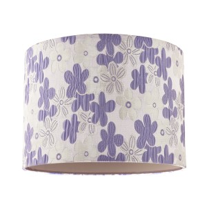 Chic Floral Round Drum Fabric Lamp Shade with Lilac and White Daisies