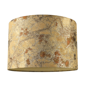 Designer Textured Gold and Burnt Orange Jacquard Fabric Drum Lampshade