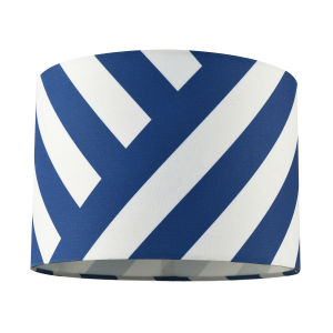 Midnight Blue and White Coastal Feel Lamp Shade with Diagonal Lines