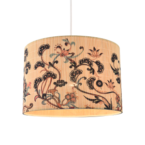 Contemporary Multi Coloured Floral Bamboo Round Pendant Lamp Shade