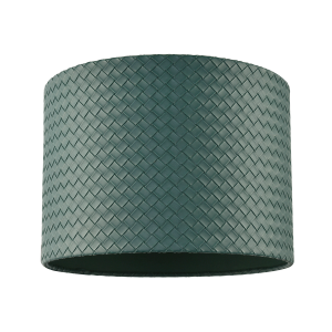 Dark Forest Green Faux-Leather Woven Drum Lampshade with Cotton Lining