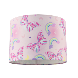 Feminine and Cute Pink Shade with Colourful Butterflies and Rainbows