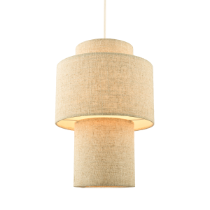 Designer Natural Oatmeal Beige Linen Triple Level Pendant Light Shade