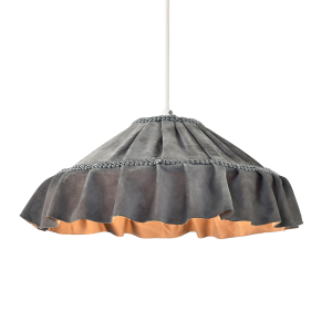 Shabby Chic Grey Folded Hanging Velvet Fabric Pendant Lighting Shade