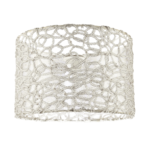 Silver Mesh Metal and Fabric Drum Lamp Shade with Inner Clear PVC