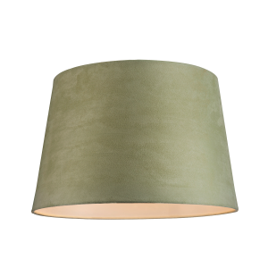 Olive Green Velvet 12 Inch Drum Lamp Shade with White Cotton Inner