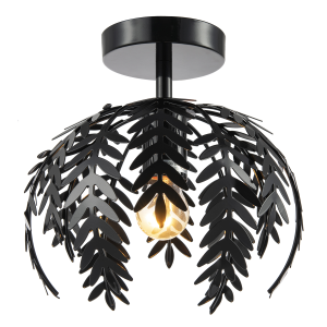 Contemporary Fern Leaf Designed Ceiling Lighting Fitting in Black Gloss Finish