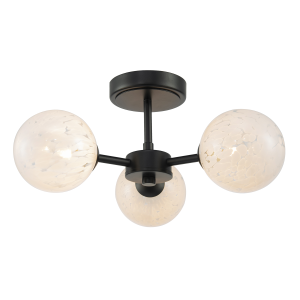 Designer Matte Black Ceiling Light with White Confetti Snowflake Glass Shades
