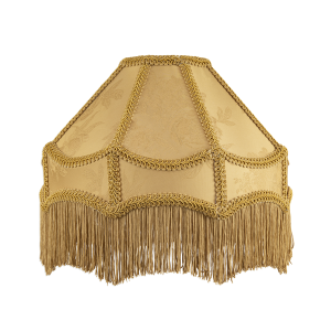 Gold Faux Silk Victorian Lamp Shade with Textured Floral Decor and Long Tassels