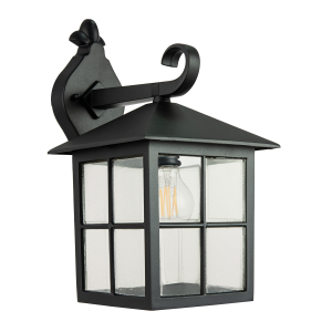 Classic Matte Black Die-Cast Aluminium Metal Exterior Lantern Wall Light Fitting