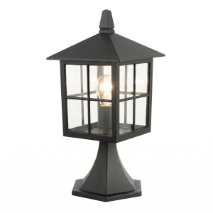 Classic Matte Black Die-Cast Aluminium Metal Exterior Lantern Bollard Fitting