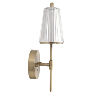 Antique Brass Wireless Rechargeable Touch Dimmer Wall Light with Ribbed Shade