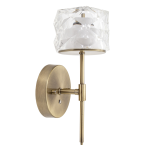 Antique Brass Wireless Touch Dimmable Wall Light with Acrylic Patterned Shade