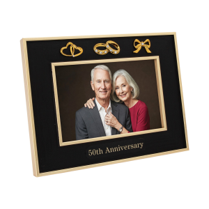 50th Anniversary Picture Frame in Matte Black with Brushed Gold Trim