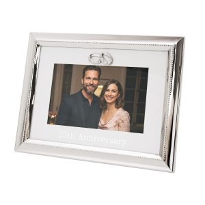25th Anniversary Picture Frame in Nickel Plating with Diamante Rings