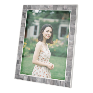 Beautiful Grey Mother of Pearl 5 x 7 Picture Frame with Nickel Trim