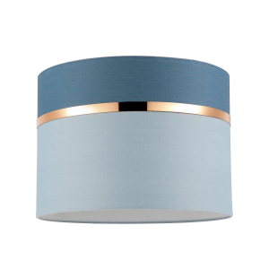 Sky and Cobalt Blue Cotton Fabric Lamp Shade with Shiny Copper Ring