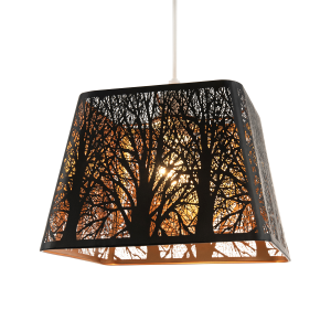 Matte Black Tree Forest Pendant Lighting Shade with Satin Gold Inner