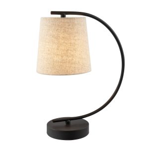 Chic Black Table Lamp with Oatmeal Natural Textured Linen Fabric Shade