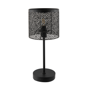 Classic Chic Moroccan Themed Matte Black Table Lamp with Inline Switch