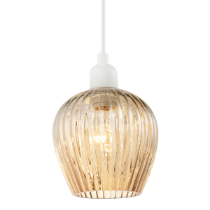Modern Gold Easy Fit Pendant Lighting Shade with Ridged Fluted Lines