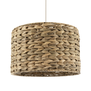 Woven Thick Twisted Brown Paper Pendant Shade with Drum Shape Design