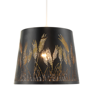 Corn Field and Grass Laser Cut Black Pendant Shade with Gold Inner