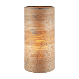 Bamboo Wood Effect Table Lamp with Black Birds and Trees Inner Lining