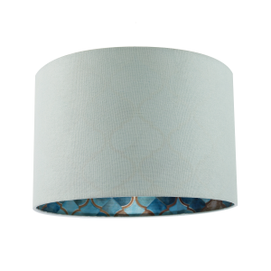 Designer Duck Egg Linen Lamp Shade with Moroccan Scale Pattern Lining