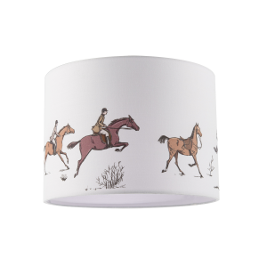 Chic Equestrian Themed Cotton Drum Lamp Shade with Inner Fabric Lining