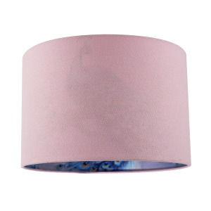 Elegant Blue Peacock and Pink Floral 12 Inch Lamp Shade in Pink Linen