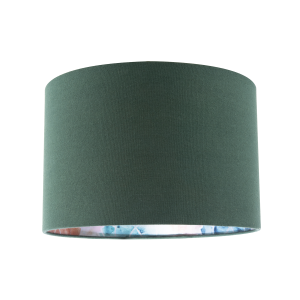 Chic Emerald Green Linen Lamp Shade with Moroccan Scale Pattern Lining