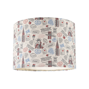 New York Themed Lamp Shade with Statue of Liberty and Brooklyn Bridge