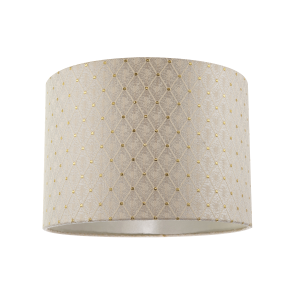 Light Taupe Jacquard Fabric 10 Inch Lamp Shade with Shiny Gold Decor