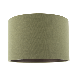 Sleek Olive Green Lamp Shade in Linen Fabric with Bronze Resin Inner