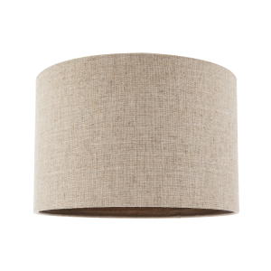 Vintage Natural Linen Lamp Shade in Oatmeal with Wood Effect Inner