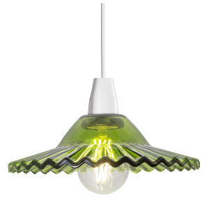 Modern Emerald Green Glass Pendant Light Shade with Rippled Design