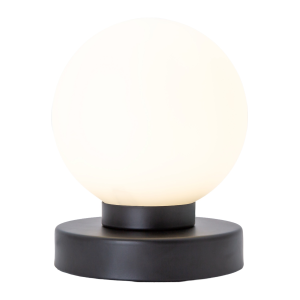 Contemporary Opal Glass Globe Table Lamp with Matte Black Round Base